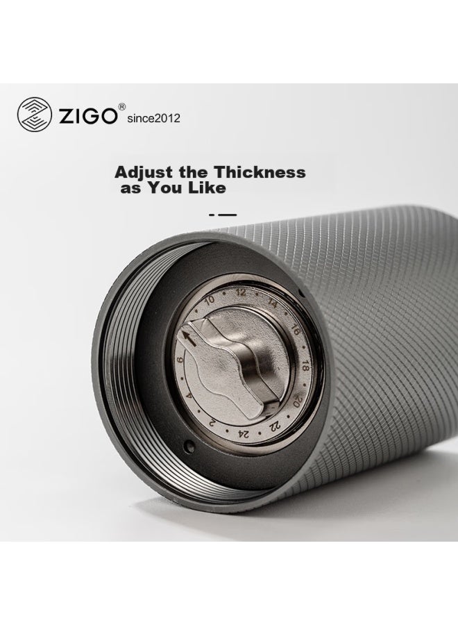 Zigo Hand-crank Coffee Grinder, Portable Cnc 6-blade Home Coffee Bean Grinder , Gray - Image 2