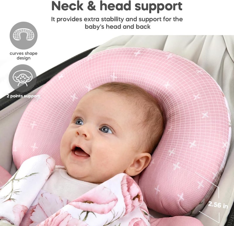 mamatepe إدراج الرضيع متوافق مع 4moms Mamaroo و Graco Swing ومقعد السيارة للرضع وعربة الأطفال وأرجوحة الأطفال الأخرى وهزاز الأطفال ومقعد القفز وسرير الأطفال حديثي الولادة - وسادة دعم الرأس والجسم، تصميم قابل للعكس - Image 4