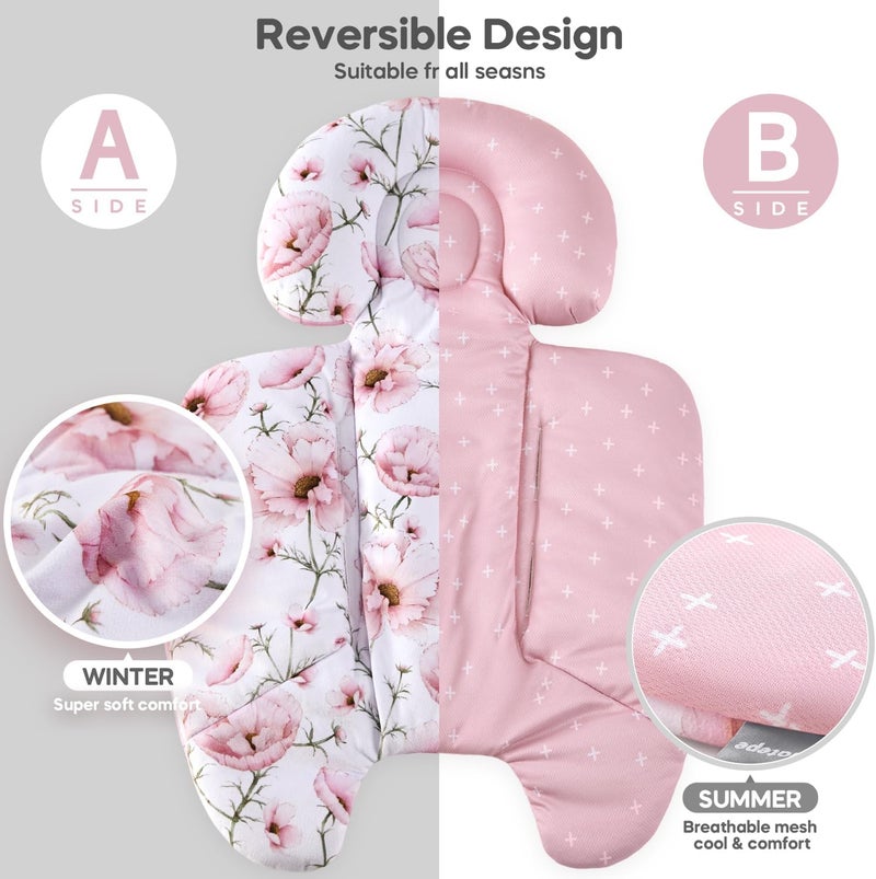 mamatepe إدراج الرضيع متوافق مع 4moms Mamaroo و Graco Swing ومقعد السيارة للرضع وعربة الأطفال وأرجوحة الأطفال الأخرى وهزاز الأطفال ومقعد القفز وسرير الأطفال حديثي الولادة - وسادة دعم الرأس والجسم، تصميم قابل للعكس - Image 5