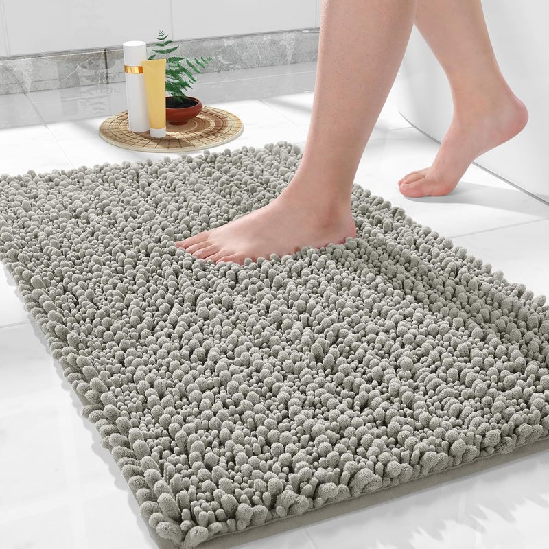 Yimobra Bathroom Rugs Non Slip Washable 32x20 Inch - Ultra Soft Absorbent Chenille Bath Mat, Quick Dry Shaggy Floor Carpet for Tub Shower, Sand Home Decor Accessories - Image 1