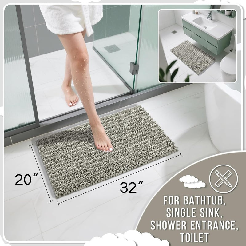 Yimobra Bathroom Rugs Non Slip Washable 32x20 Inch - Ultra Soft Absorbent Chenille Bath Mat, Quick Dry Shaggy Floor Carpet for Tub Shower, Sand Home Decor Accessories - Image 2