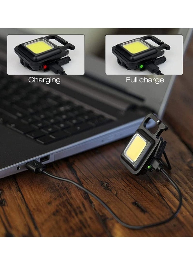 ELTRAZONE - Keychain Light - Rechargeable Flashlights, 4 Modes Mini Flashlight Keychain with Folding Bracket Bottle Opener and Magnetic Base for Emergency and Outdoor Use - Image 1