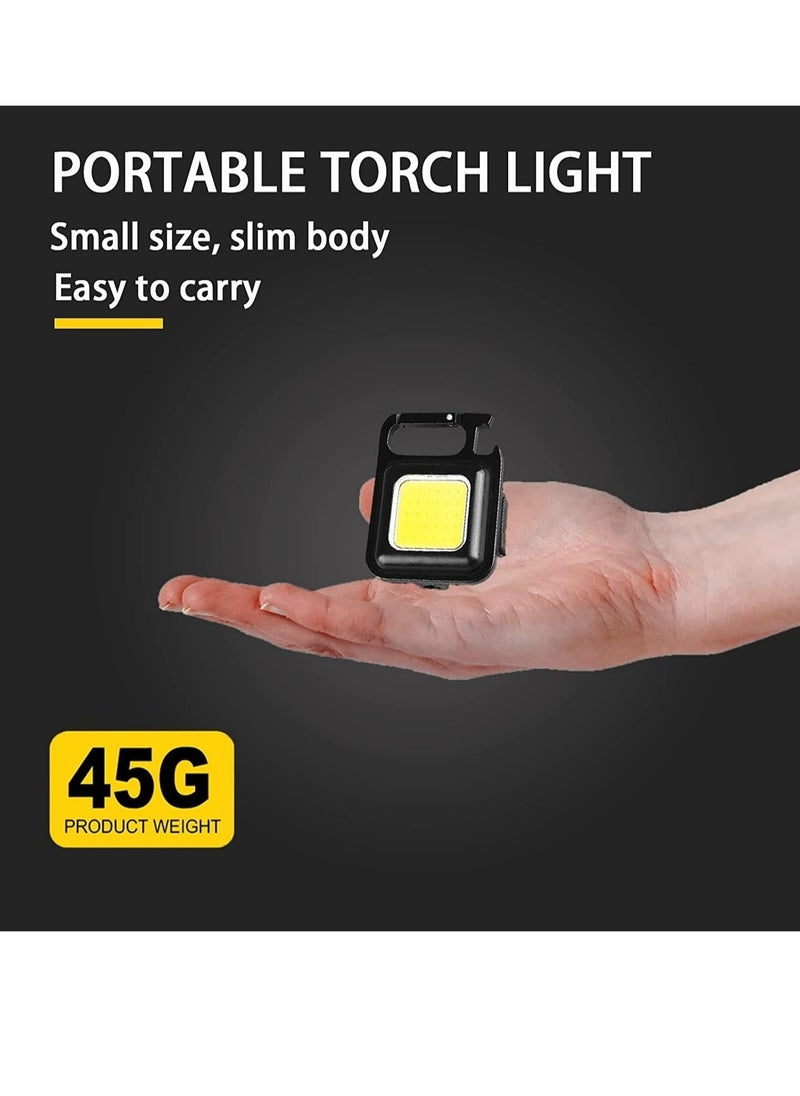 ELTRAZONE - Keychain Light - Rechargeable Flashlights, 4 Modes Mini Flashlight Keychain with Folding Bracket Bottle Opener and Magnetic Base for Emergency and Outdoor Use - Image 1