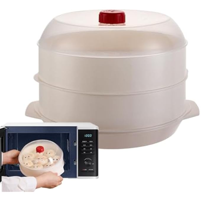 قدر بخار كبير للطهي | قدر بخار للمطبخ بطبقتين، أواني طهي بالبخار للمطبخ، أرز، سمك، زلابية، خضار، خبز مطهو على البخار، دقيق الشوفان، فرن ميكروويف، مطعم - Image 2