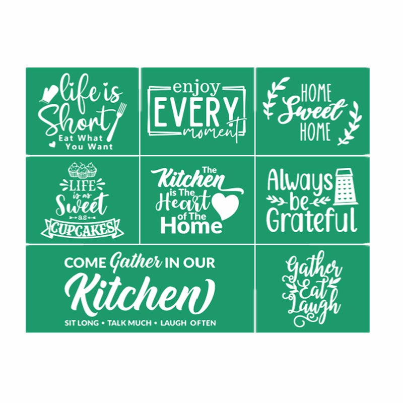 JAJADO Baking/Cooking/Gather/Farmhouse Kitchen Stencil 8.5X11 inch, Homemade Bakery Rustic Sign Self-Adhesive Silk Screen Stencils for Paintig on Wood/Fabric/Plate/Dining Room Home Decoration - Image 1