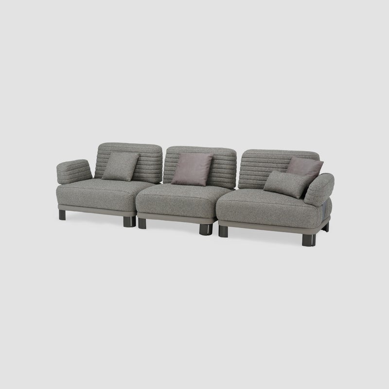 AL HUZAIFA FURNITURE Armonia 5 Seater Sofa, Upholstered In Faux Leather & Fabric - Image 2