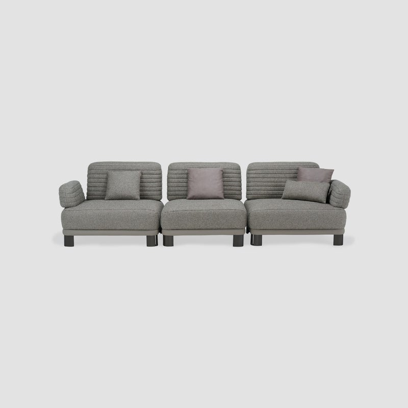 AL HUZAIFA FURNITURE Armonia 5 Seater Sofa, Upholstered In Faux Leather & Fabric - Image 1
