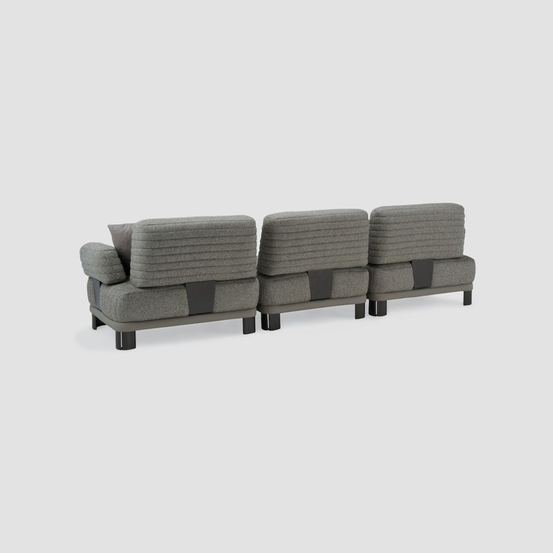 AL HUZAIFA FURNITURE Armonia 5 Seater Sofa, Upholstered In Faux Leather & Fabric - Image 5