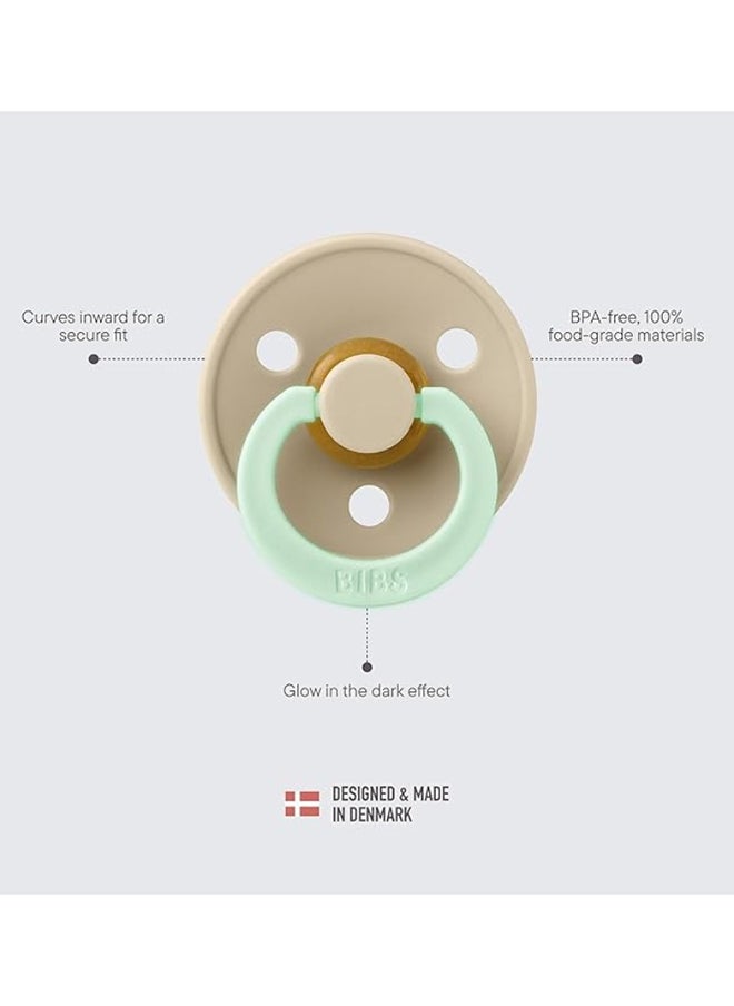 BIBS Colour Baby Pacifier, Latex Round Nipple, Size 1, 0-6 Months, Sage Glow, Glow-In-The-Dark, 1 Pieces  - Image 5