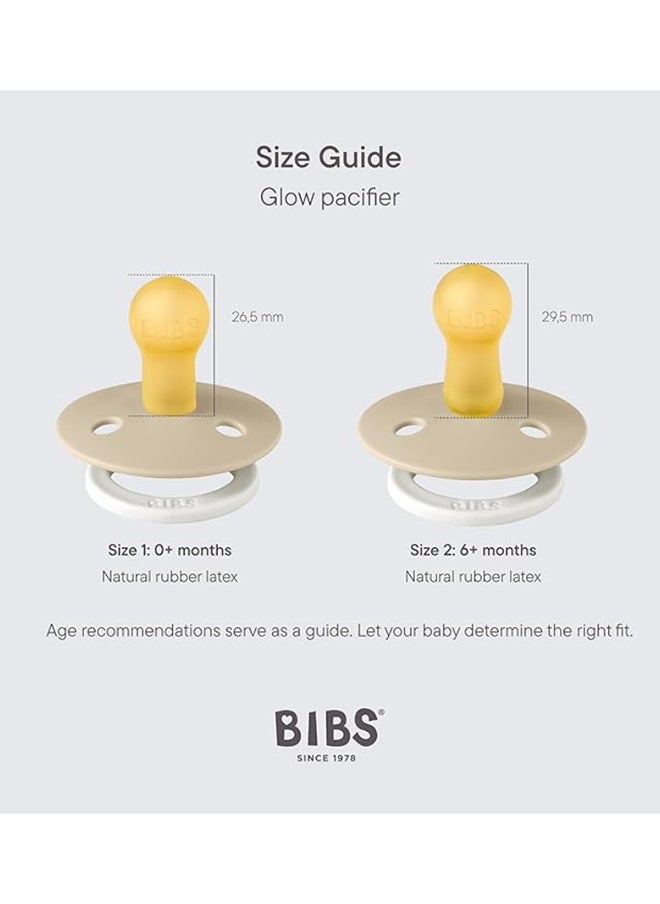 BIBS Colour Baby Pacifier, Latex Round Nipple, Size 1, 0-6 Months, Sage Glow, Glow-In-The-Dark, 1 Pieces  - Image 3
