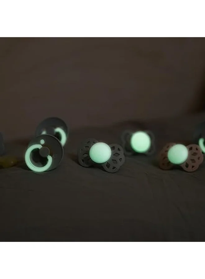 BIBS Colour Baby Pacifier, Latex Round Nipple, Size 1, 0-6 Months, Sage Glow, Glow-In-The-Dark, 1 Pieces
