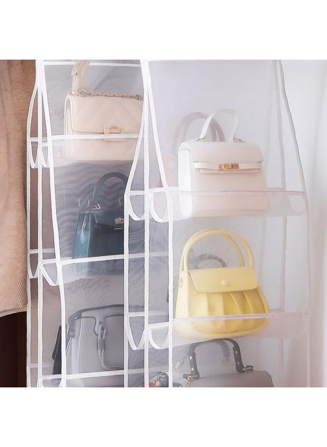 wolpin wolpin 6 Pocket Foldable Handbag Organisers Cover Dustproof Wardrobe Storage Purse Organiser Hanging (90 x 35 cm)  - Image 3