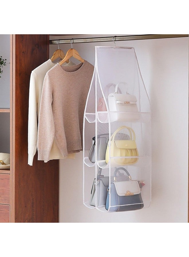 wolpin wolpin 6 Pocket Foldable Handbag Organisers Cover Dustproof Wardrobe Storage Purse Organiser Hanging (90 x 35 cm)  - Image 1