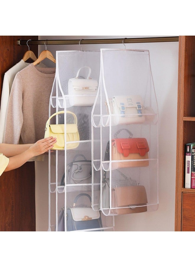 wolpin wolpin 6 Pocket Foldable Handbag Organisers Cover Dustproof Wardrobe Storage Purse Organiser Hanging (90 x 35 cm)  - Image 2