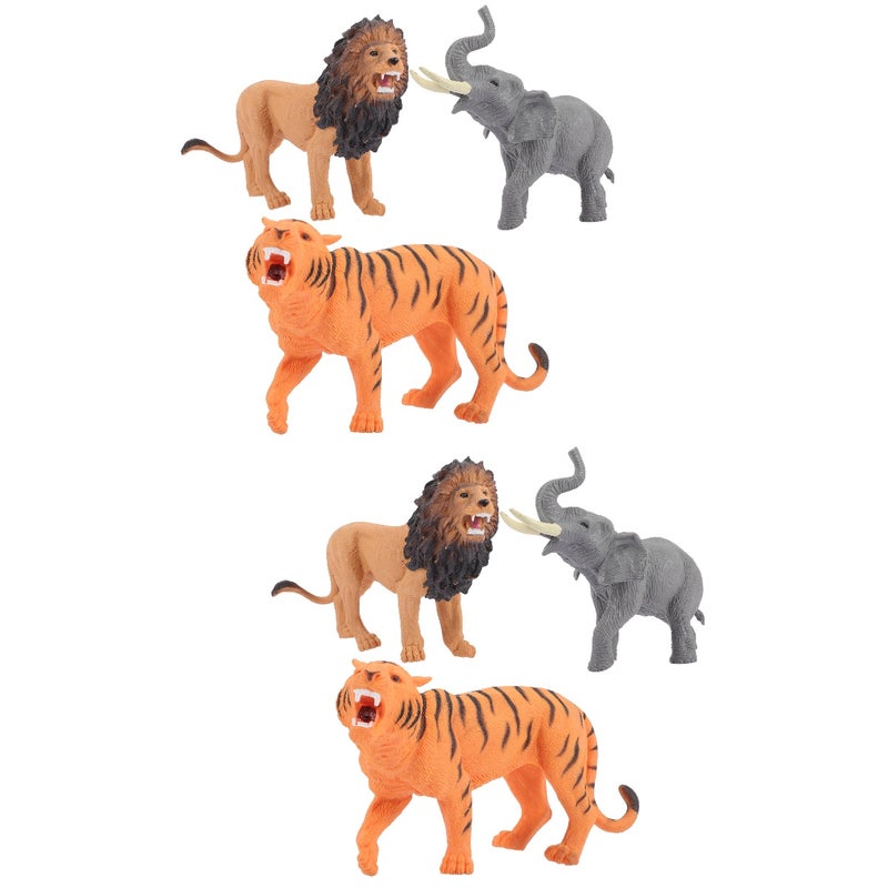 6 pcs Small Figurine Realistic Lion Elephant Animals Figure - Image 1