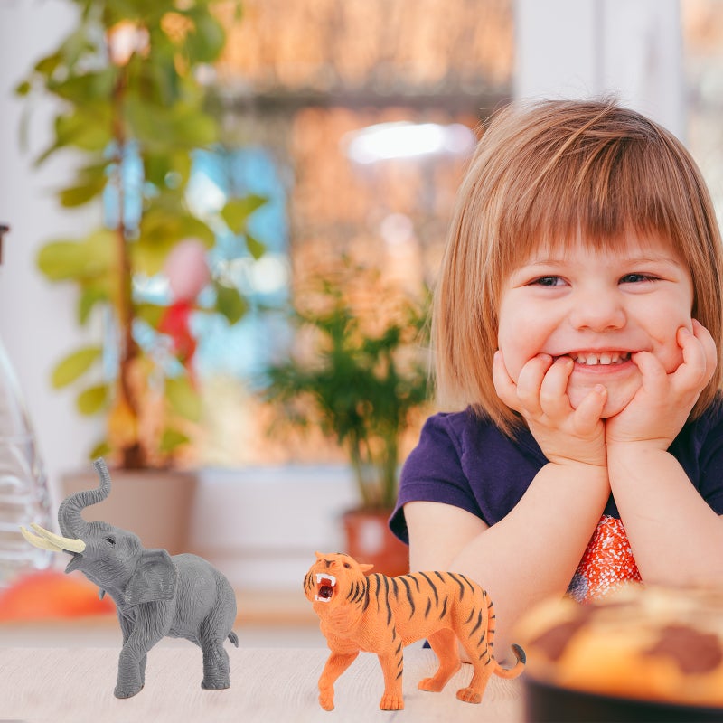 6 pcs Small Figurine Realistic Lion Elephant Animals Figure - Image 4