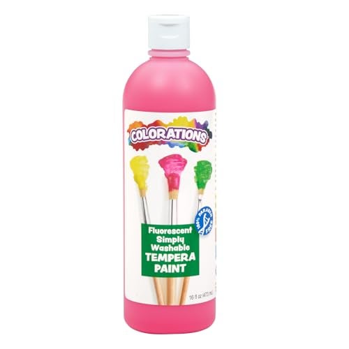 Colorations Washable Tempera Paint 16 fl oz Fluorescent Pink Neon Non Toxic Vibrant Bold Bright Kids Paint Craft Hobby Fun Art Supplies - Image 1