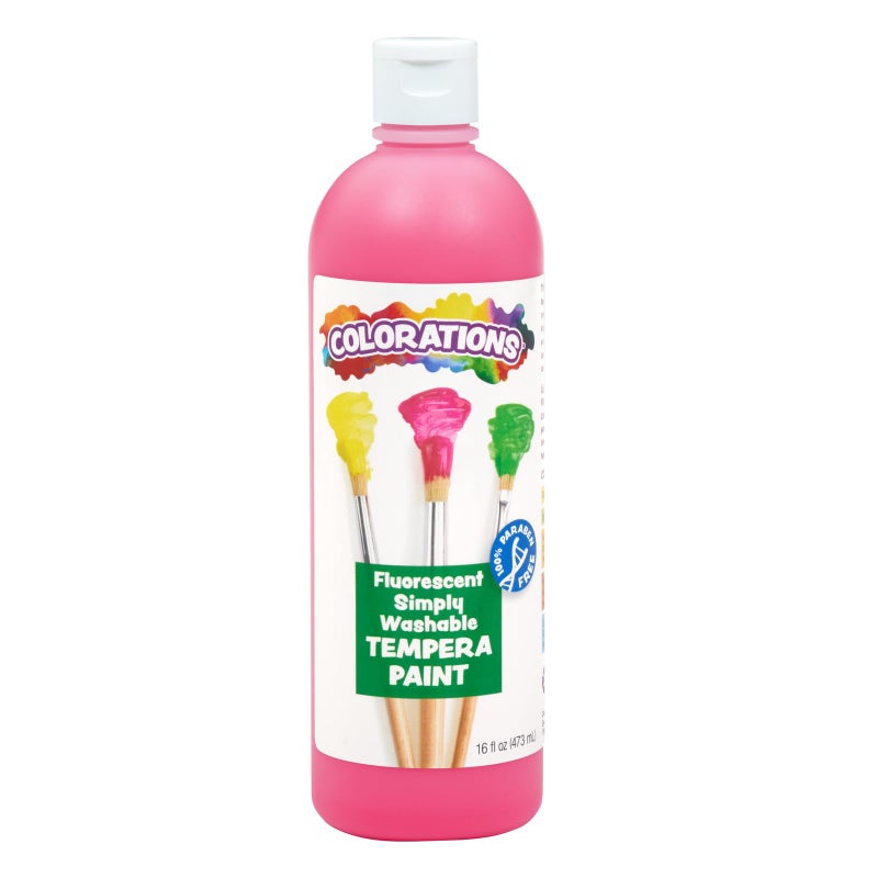 Colorations Washable Tempera Paint 16 fl oz Fluorescent Pink Neon Non Toxic Vibrant Bold Bright Kids Paint Craft Hobby Fun Art Supplies - Image 2