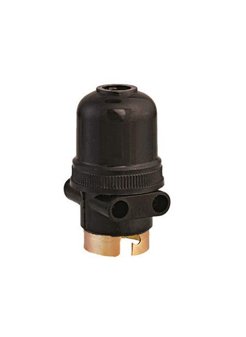 EM J ELECTRICALS 2 Pin Parallel Adapter with B22D Hanging Bulb Holder and Plug Socket Premium Brass Rings and Pins Black 15Pcs Box Set of 5