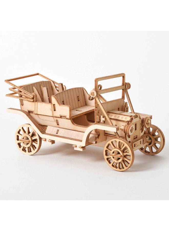 أحجية الصور المقطوعة ثلاثية الأبعاد الإبداعية ألعاب تجميع تعليمية لبنات بناء الوالدين والطفل هدايا للكبار ألغاز خشبية-اللون: سيارة كلاسيكية - Image 1