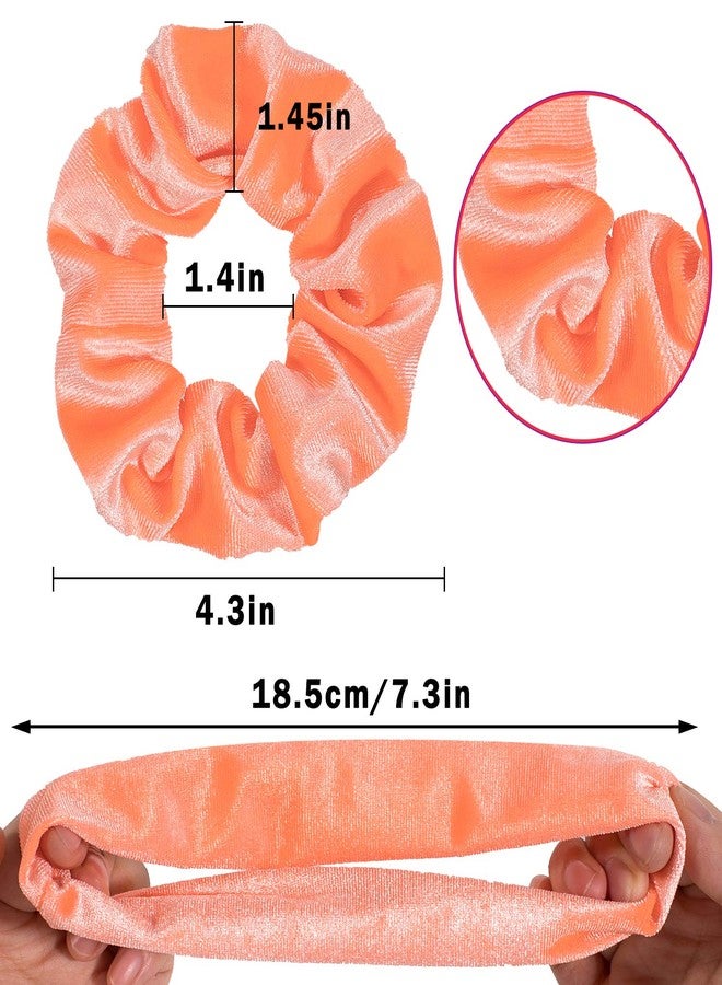 Whaline Neon Scrunchies Summer Velvet Hair Bobble Elastics Hair Bands Soft Hair Ties for Girls, Women (Neon color) - Image 2