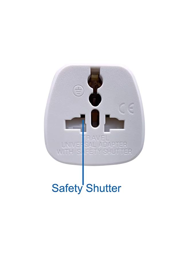 promass US/CA/JP Type B Adaptor Plug with Flat Blades/Round Grounding Pin and Safety Shutter, UAE/EU/DE/UK/Italy/Swiss/Indian Plug Suitable for 3 Pin US/JP/CA Socket (US/JP/CA Plug * 3 White) - Image 4