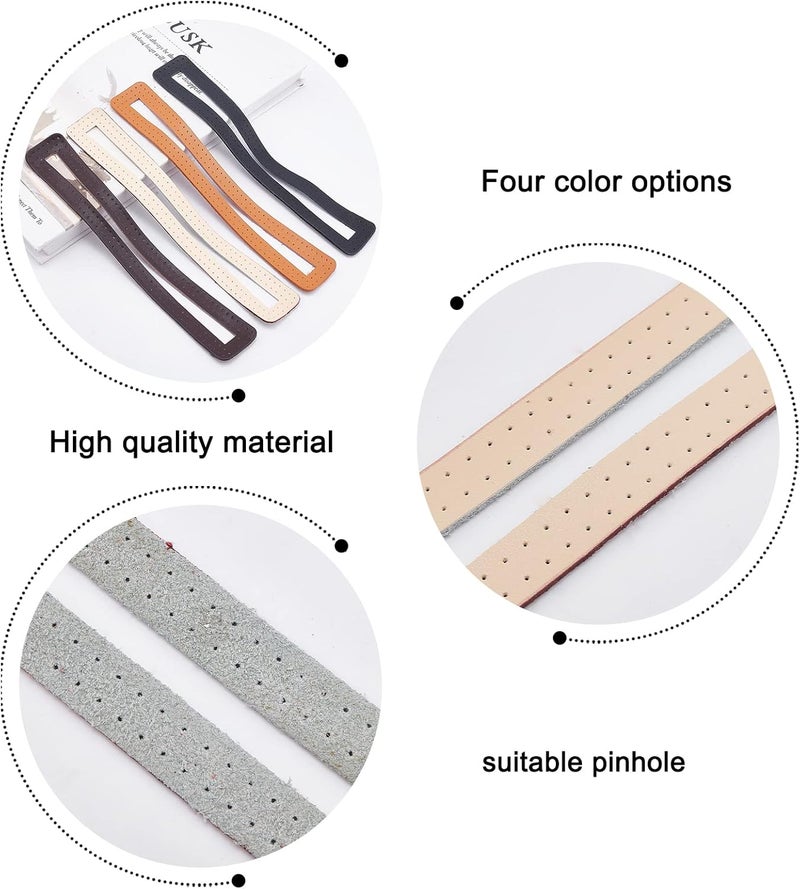 كلاراكو إطارات سحاب جلدية من Klarako بأربعة ألوان للخياطة، إطارات سحاب من الجلد الطبيعي للحقائب للملابس والسترات والمعاطف، إطار ثابت لإصلاح السحاب المستطيل، 8.9 بوصة - Image 3