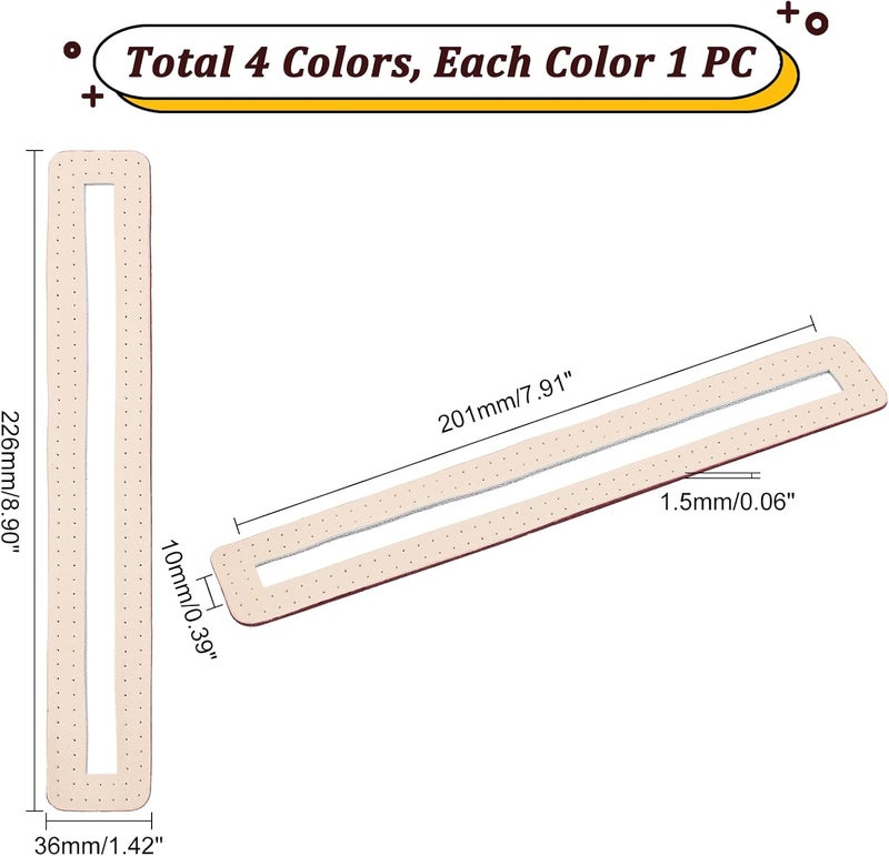 كلاراكو إطارات سحاب جلدية من Klarako بأربعة ألوان للخياطة، إطارات سحاب من الجلد الطبيعي للحقائب للملابس والسترات والمعاطف، إطار ثابت لإصلاح السحاب المستطيل، 8.9 بوصة - Image 4