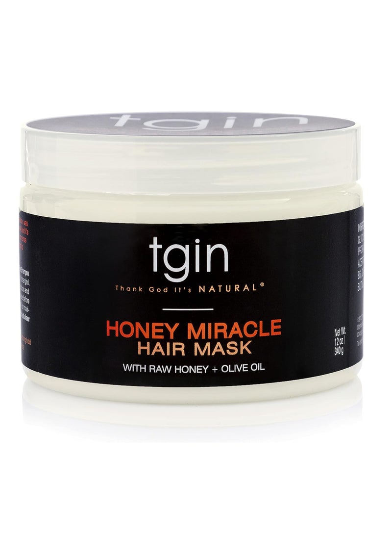 تجين قناع الشعر مع بلسم هوني ميراكل بالعسل الخام وزيت الزيتون من تيجين للشعر العادي والجاف والمجعد، 12 اونصة، - Image 1
