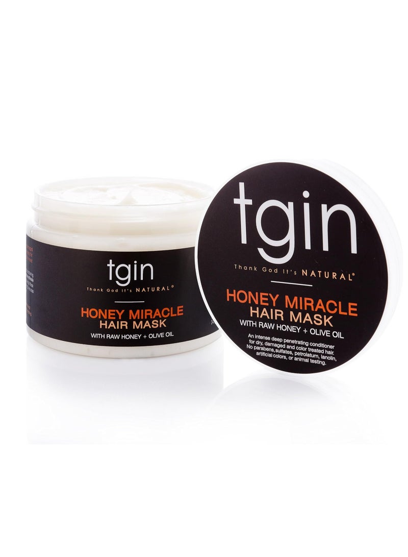 تجين قناع الشعر مع بلسم هوني ميراكل بالعسل الخام وزيت الزيتون من تيجين للشعر العادي والجاف والمجعد، 12 اونصة، - Image 3