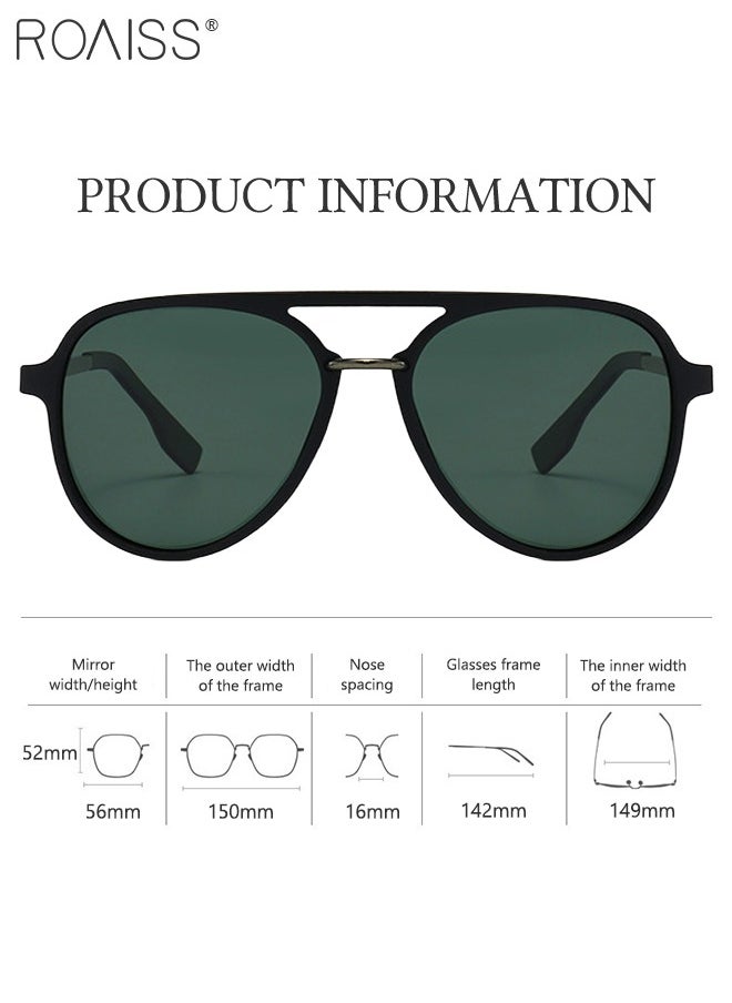 roaiss Men's UV Protection Aviator Sunglasses Anti-Glare Sun Glasses with Metal Frame for Driving Fishing Traveling (Dark Green)  - Image 2