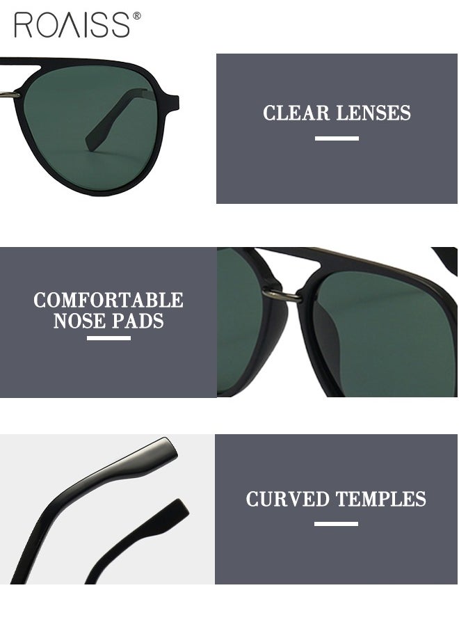roaiss Men's UV Protection Aviator Sunglasses Anti-Glare Sun Glasses with Metal Frame for Driving Fishing Traveling (Dark Green)  - Image 4