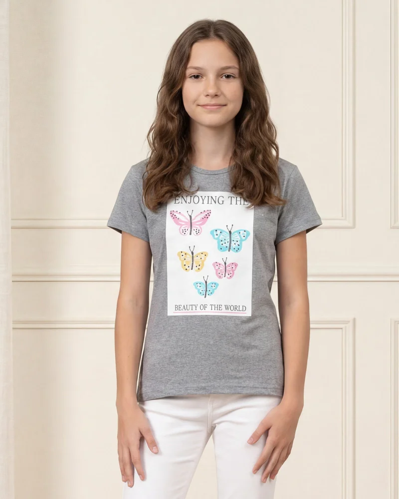 Redtag Senior Girls Placement Print Short Sleeve T-Shirt