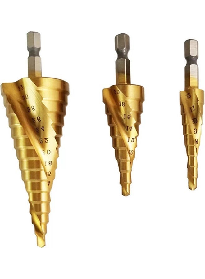 NIBEMINENT Spiral Grooved Step Drill Bit Set gold 11.3x4.8x2.8cm  - Image 3