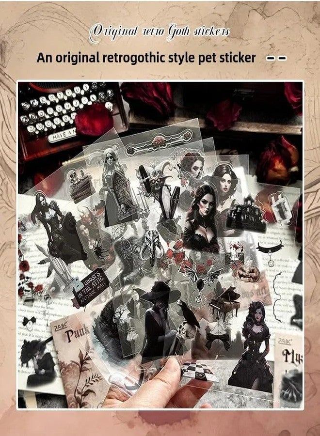 SAMVARDHAN Pack of 4 Gothic Theme Sticker Dark Gothic Handbook Sticker Pet Cut Film Retro Decoration Material Collage 3D Envelope Seal Sticker Decorations - Image 5