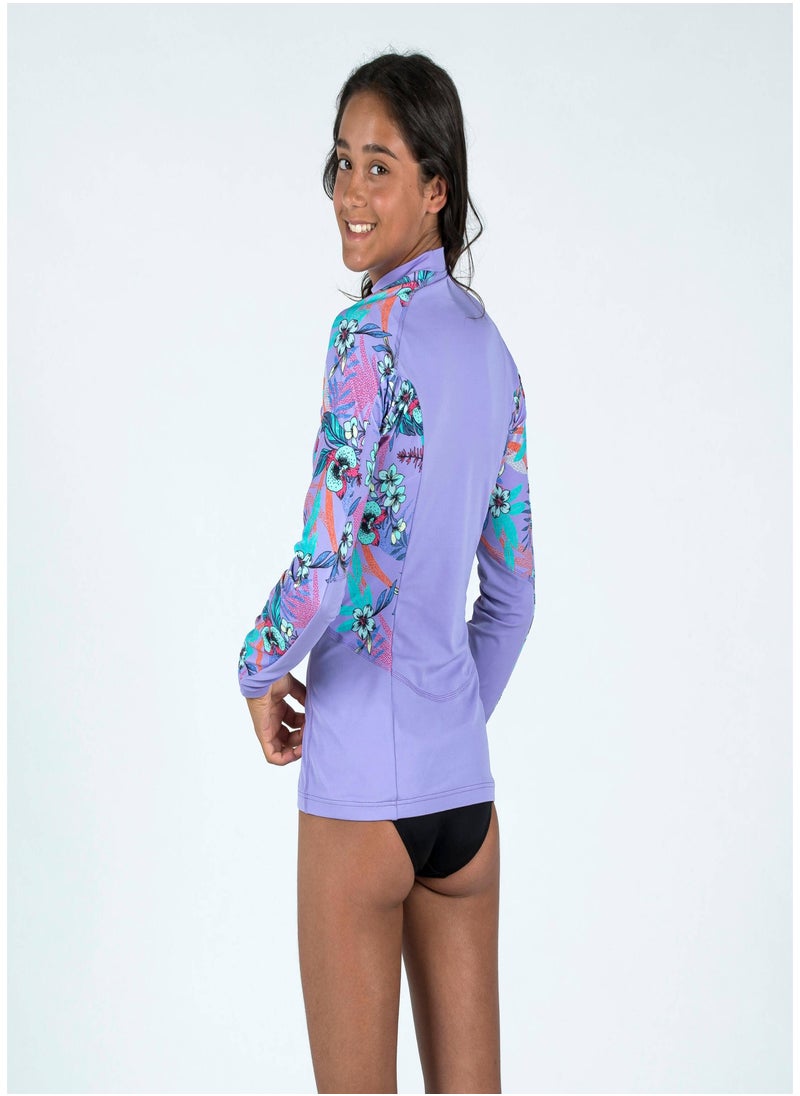 OLAIAN OLAIAN by DECATHLON, Girl's anti-UV long-sleeved T-shirt - 500 - Orchid purple  - Image 1