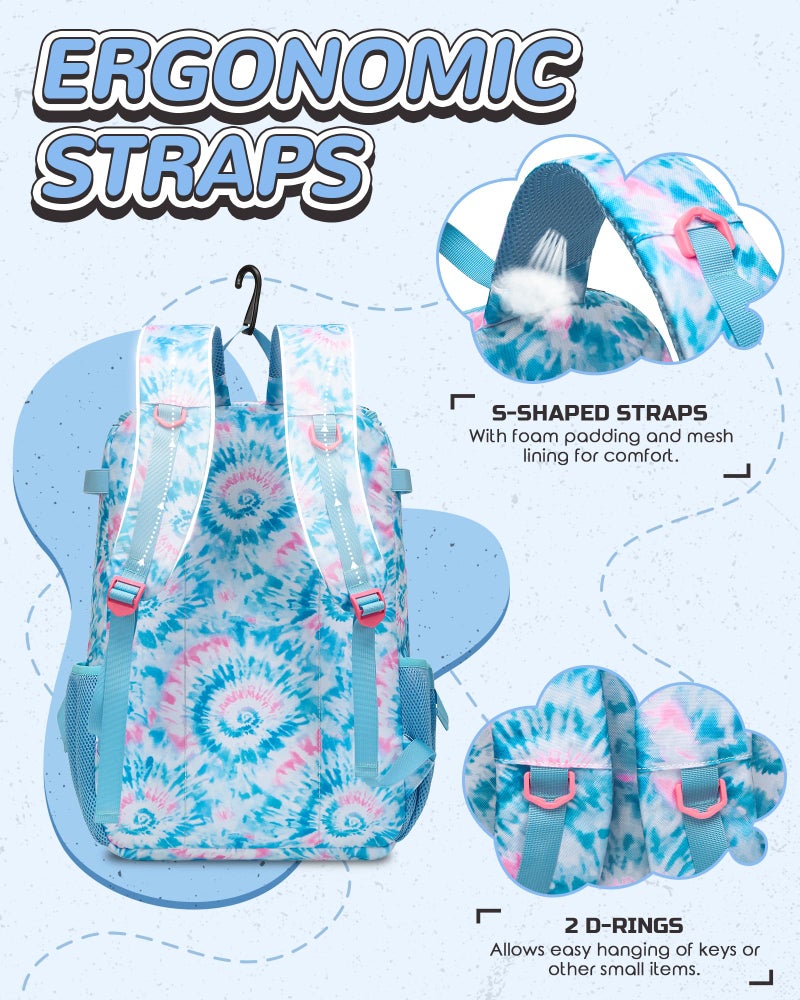 FOKDUVB Baseball Softball Gear Bag Backpack for Boys Girls Ages 8-12 12-14 Large Kids Youth Bat Bag with Ventilated Shoe Compartment Baseball Softball Players Stuff Supplies (Light Blue, Tie-Dye) - Image 5