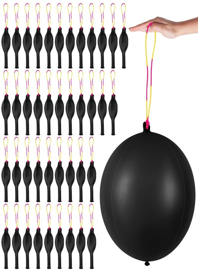 HSLCGF 36 Pcs Black Punch Balloons | with Rubber Band Handle for Easy Grip - Ideal Birthday Party Favors, Classroom & Outdoor Play(Black) - Image 1