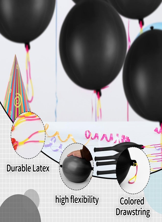 HSLCGF 36 Pcs Black Punch Balloons | with Rubber Band Handle for Easy Grip - Ideal Birthday Party Favors, Classroom & Outdoor Play(Black) - Image 3