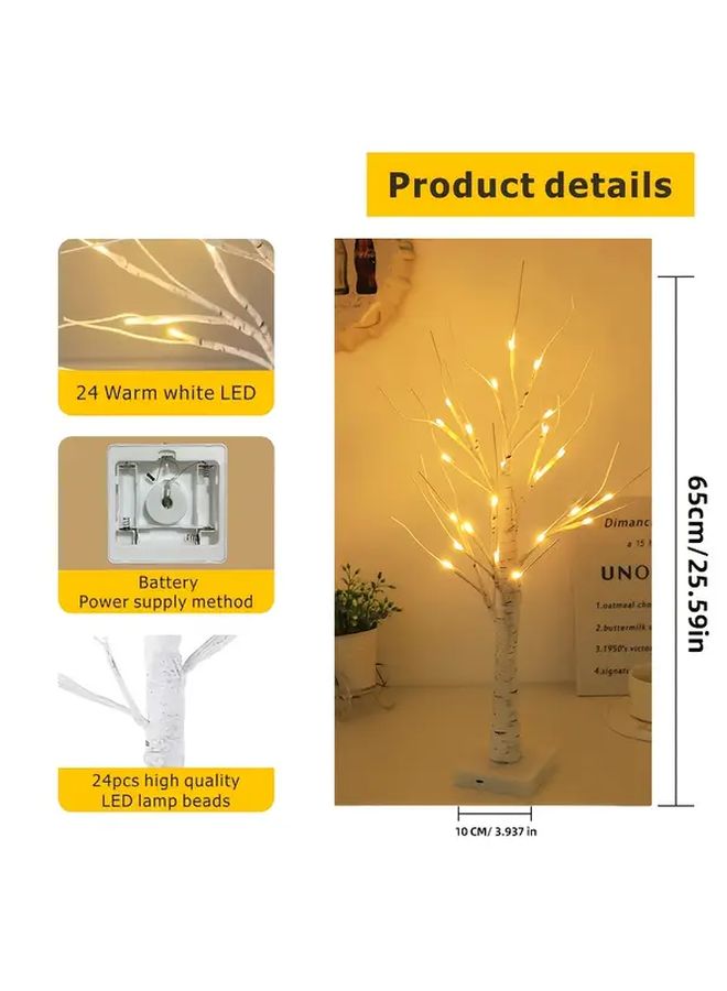 White Warm Light 24 LED Birch Tree Battery Powered Plastic Home Decor For All Seasons - Image 2