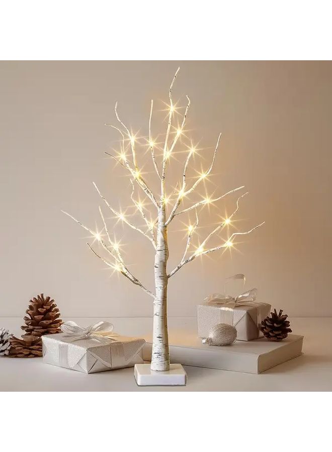 White Warm Light 24 LED Birch Tree Battery Powered Plastic Home Decor For All Seasons - Image 1