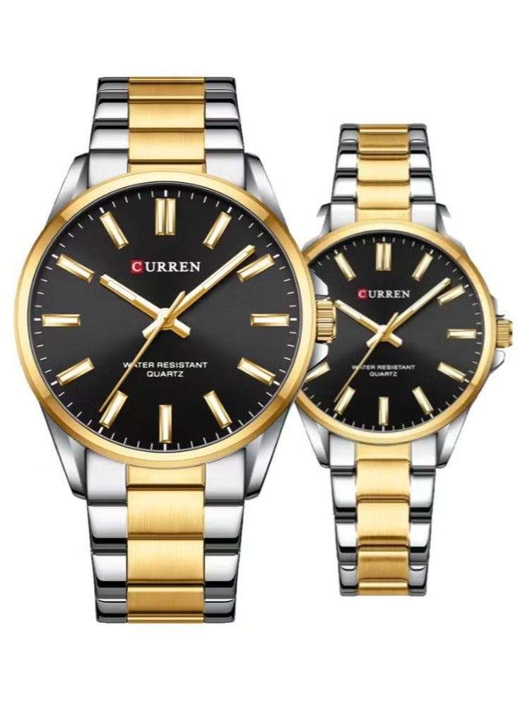 كارين سٹینلیس سٹیل خوبصورت ڈیزائن کوارٹز جوڑے مردوں اور عورتوں کے لیے 9090 واچ - Image 1