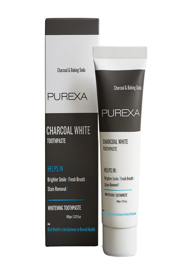 PUREXA Charcoal and Baking Soda Whitening Toothpaste 100g | Removes Tough Stains of Coffee, Tea, Wine & Tobacco | Fluoride Protection, Enamel Safe, Mint Fresh, Oral Care for Adults & Teens - Image 1