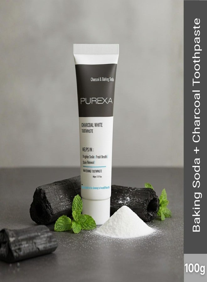 PUREXA Charcoal and Baking Soda Whitening Toothpaste 100g | Removes Tough Stains of Coffee, Tea, Wine & Tobacco | Fluoride Protection, Enamel Safe, Mint Fresh, Oral Care for Adults & Teens - Image 3