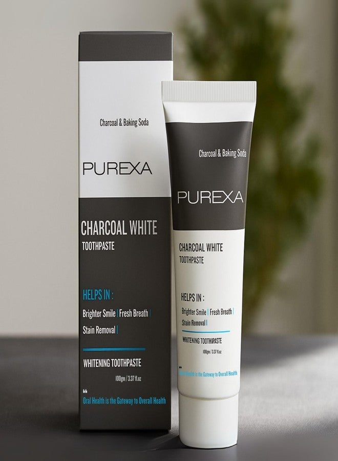 PUREXA Charcoal and Baking Soda Whitening Toothpaste 100g | Removes Tough Stains of Coffee, Tea, Wine & Tobacco | Fluoride Protection, Enamel Safe, Mint Fresh, Oral Care for Adults & Teens - Image 2