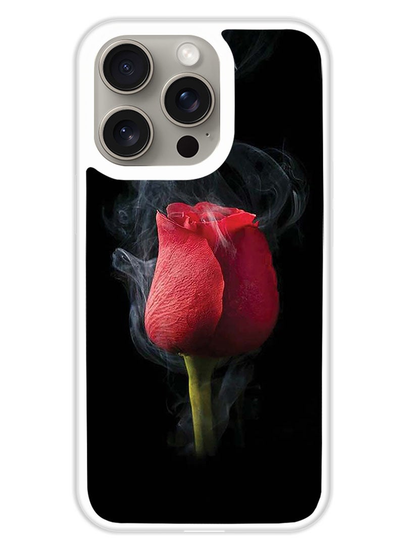 Theodor Protective Case Cover For APPLE IPHONE 15 Pro Max Red Rose (White Bumper) - Image 1