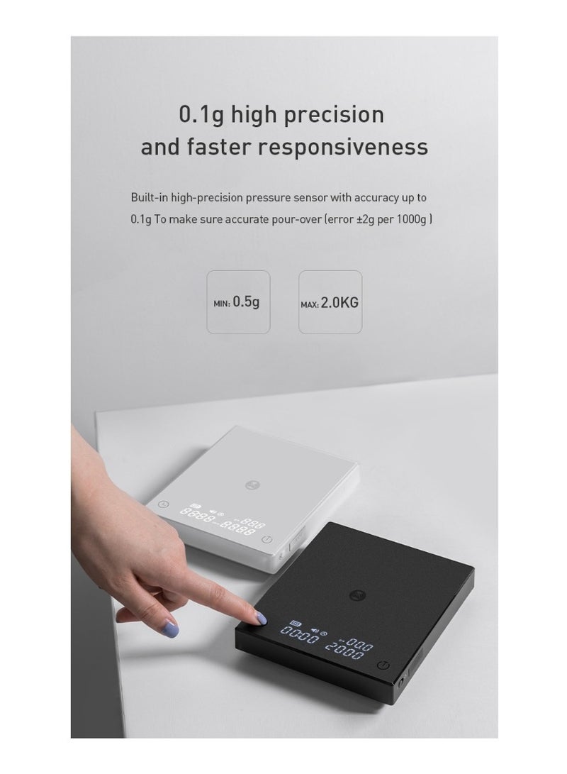 تايم مور مقياس القهوة الرقمي بلاك ميرور القابل لإعادة الشحن مع مؤقت تلقائي - Image 2