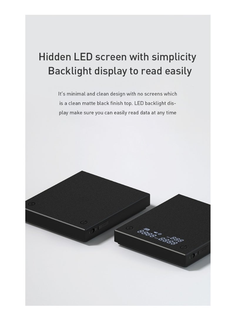 تايم مور مقياس القهوة الرقمي بلاك ميرور القابل لإعادة الشحن مع مؤقت تلقائي - Image 3