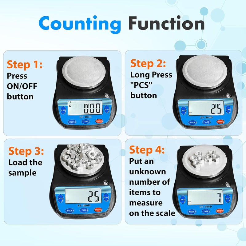 MOCCO 600g x 0.01g Science Digital Scale Lab Balance Gram Scale 6 Units Accuracy Electronic Laboratory Scale Chemistry, Jewelry, Carats, Ounces, Grams, Calibration Weight and Adapter Included - Image 5