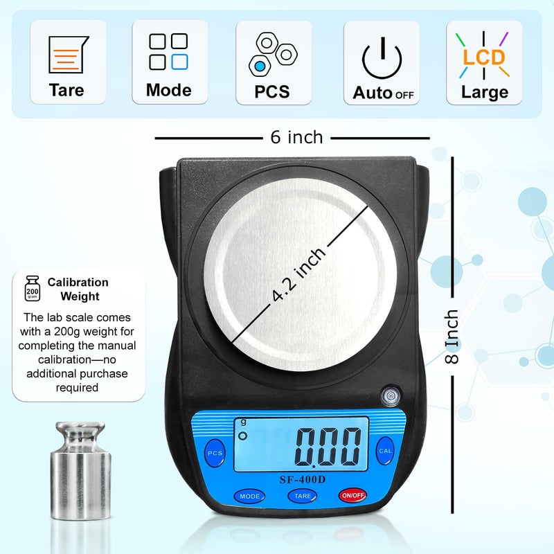 MOCCO 600g x 0.01g Science Digital Scale Lab Balance Gram Scale 6 Units Accuracy Electronic Laboratory Scale Chemistry, Jewelry, Carats, Ounces, Grams, Calibration Weight and Adapter Included - Image 4